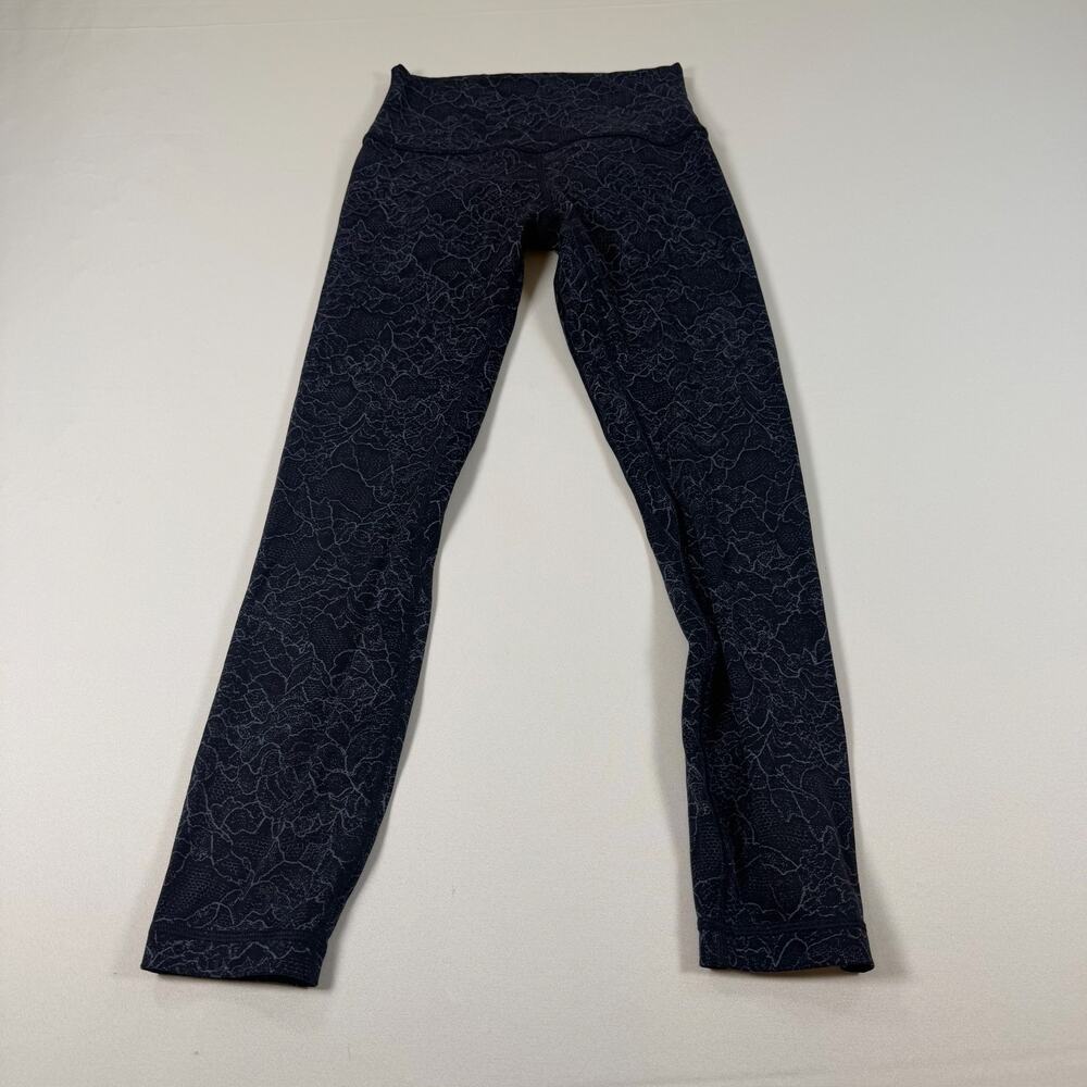 Lululemon Align Pant II 25 inch inseam Lacescape Dark Cast Black size 4 EUC - Picture 3 of 8